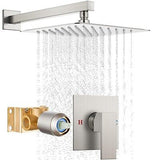 Wall Mount Bathroom Shower Faucet Set 10 Inch Shower Head and Handle Set Sing...