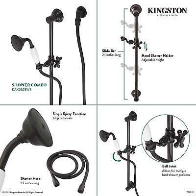 Kingston Brass KAK3521W1 Designer Trimscape Made To Match Shower Combo, Polis...