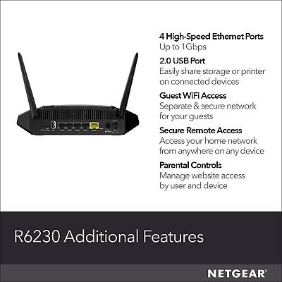 NETGEAR WiFi Router (R6230) - AC1200 Dual Band Wireless Speed (up to 1200 Mbp...