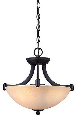 Canarm ICH375A03RA14 3 Light Warren Dual Large Pendant Light Fixture, Bronze