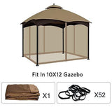 10'x12' Gazebo Replacement Mosquito Netting 4-Panel Patio Screen Walls with Z...