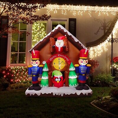 Fraser Hill Farm 6-Ft. Tall Santa Nutcracker Cuckoo Clock Blow Up Inflatable ...