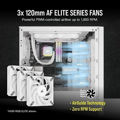 CORSAIR H150i RGB Elite Liquid CPU Cooler - 360mm AIO - AF120 Elite PWM Fans ...