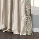 Lush Decor Luxury Traditional Regency Faux Silk Border Trim Window Curtain Pa...