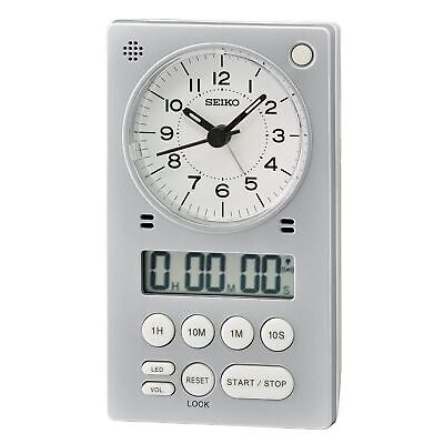 Seiko 3 in 1 Alarm Clock, Stopwatch and Timer, Silver