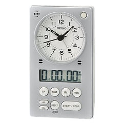 Seiko 3 in 1 Alarm Clock, Stopwatch and Timer, Silver