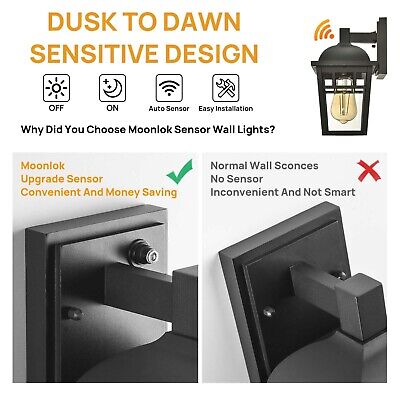 2 Packs Sensor Wall Lights, Dusk to Dawn Outdoor Light Fixtures Wall Mount, L...