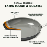 GreenPan Chatham Hard Anodized 5 Piece Cookware Pots and Pans Set, Gray