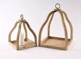 Mud Pie Wood Lantern Set, Brown/Natural