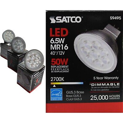 SATCO S9495 Reflector LED Light Bulb MR16 6.5 Watt 12 Volt 2700K Warm White L...