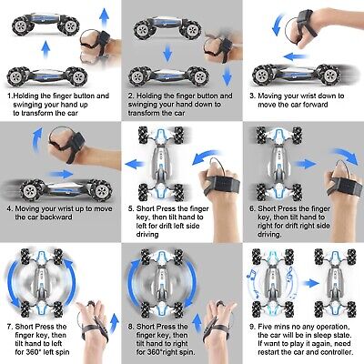 1:10 Scale Gesture Sensing Rc Stunt Car, 4WD Remote Control Hand Controlled T...