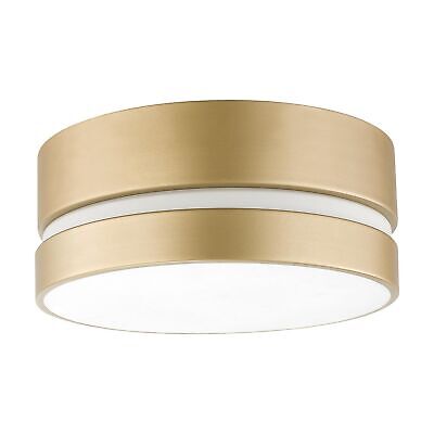 Globe Electric 60754 2-Light Flush Mount Ceiling Light, Soft Gold, Inner Fros...