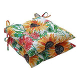 Pillow Perfect Bright Floral Indoor/Outdoor Chair Seat Cushion with Ties Tuft...