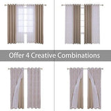 BONZER Mix and Match Curtains - 2 Pieces Branch Print Sheer Curtains and 2 Pi...