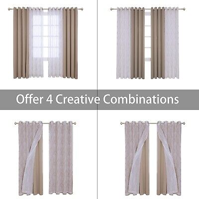 BONZER Mix and Match Curtains - 2 Pieces Branch Print Sheer Curtains and 2 Pi...