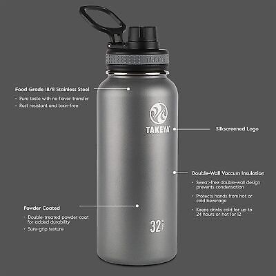 Takeya Originals Vacuum-Insulated Stainless-Steel Water Bottle, 24oz, Ocean