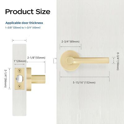 Leydebong 4 Pack Satin Brass Door Handles, Door Knobs Interior in Gold Finish...