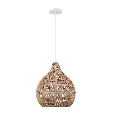 Globe Electric 65703 Tika 1-Light Pendant Lighting, Natural Blonde, Twine Sha...