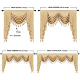 ELKCA Gold Chenille Window Curtains Valance for Living Room Luxury Waterfall ...