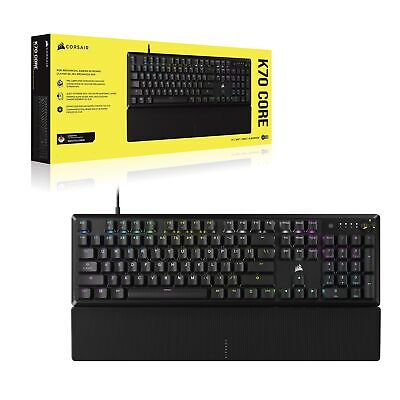 CORSAIR K70 CORE RGB Mechanical Gaming Keyboard with Palmrest - Pre-lubricate...