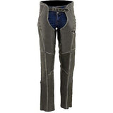 Milwaukee Leather Chaps for Women Distress Grey Premium Skin- Accent Lace Gro...