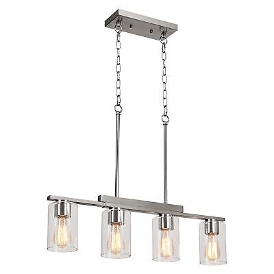 WILON Kitchen Island Lighting, 4-Light Dining Room Light Fixture with Clear G...