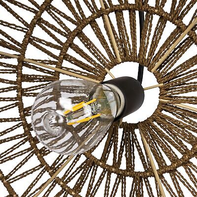 Creative Co-Op Boho Open Weave Metal and Paper Rope Ceiling Light, Brown