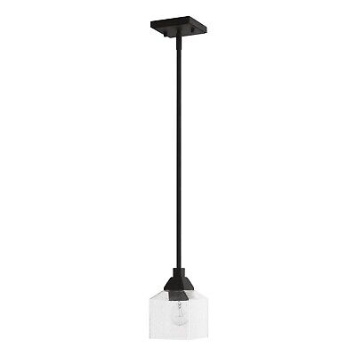 LIVEX LIGHTING Aragon 1 Light Mini Pendant in Black (49761-04) 4.75 x 46