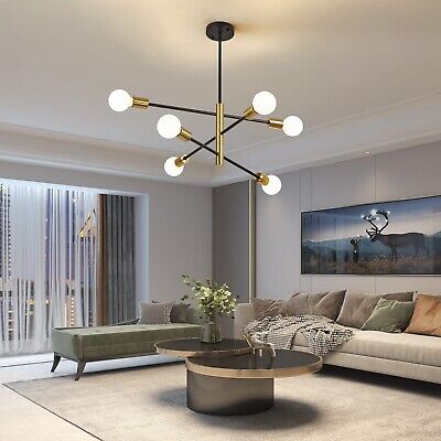 Semi Flush Mount 6-Light Ceiling Light Industrial Sputnik Chandelier, Height ...