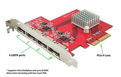 Ableconn PEX-SA134 4-Port eSATA III 6Gbps PCI Express Four Lanes Host Adapter...