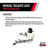 Pop & Lock PL6100 Black Manual Tailgate Lock for Honda Ridgeline (Works with/...