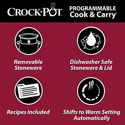 Crock-Pot 6 Quart Cook & Carry Programmable Slow 6-Quart, Stainless Steel