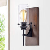 Warehouse of Tiffany WM065/1 Stravo 1-Light Black and Faux Wood Finish Metal ...