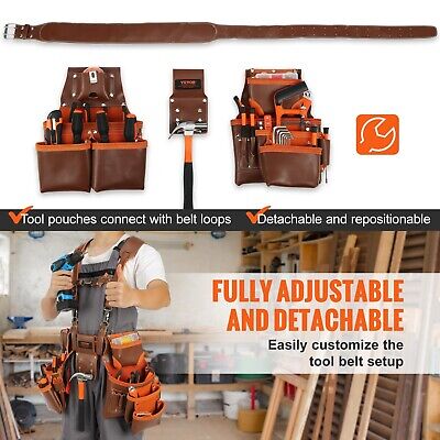 VEVOR Tool Belt Suspenders, 19 Pockets, 29-54 inches Adjustable Waist Size, T...