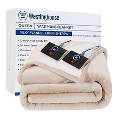 Westinghouse Heated Blanket Queen Size, Soft Flannel to Sherpa Electric Blank...