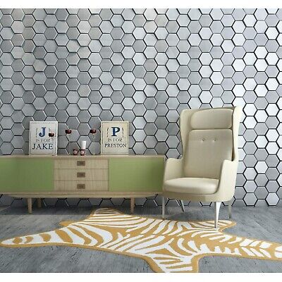 Art3d 20-Piece Decorative 3D Wall Panels Faux Leather Tile, Silk Silver Hexagon