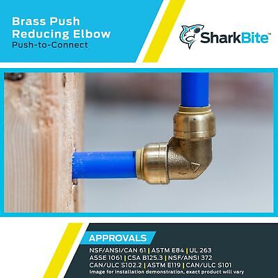 SharkBite 1/2 Inch x 3/8 Inch 90 Degree Reducing Elbow, Pack of 12, Push to C...