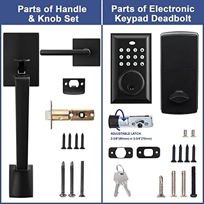 KIAYACI Front Door Lock Set Handle Sets Black Single Door,