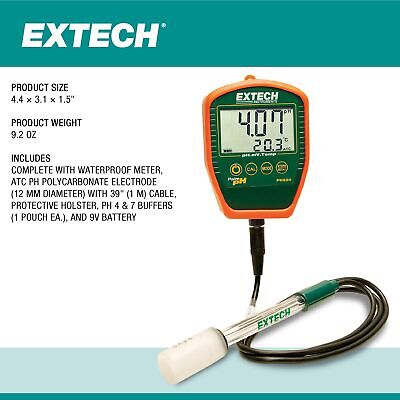 Extech PH220-C Waterproof Palm pH Meter with Cabled Electrode Cable Electrode