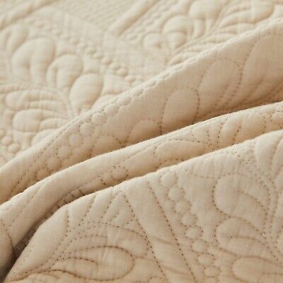 Brandream Queen Size Quilt Sets Cotton Beige Quilt Set Farmhouse Bedding Mate...