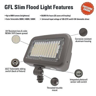 HALO Outdoor Integrated LED Large Floodlight, Bronze Finish, Selectable CCT 3...