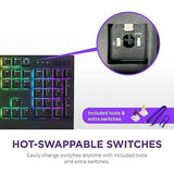 NZXT Compact Tenkeyless Gaming Keyboard - Gateron Red Switches, Hot-Swappable...