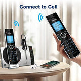 VTech Connect to Cell DS6771-3 DECT 6.0 Cordless Phone - Black, Silver, 6.9" ...