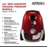 Atrix Red Lil Portable Canister Vacuum w/ 2 Quart HEPA Filter & Variable Spee...