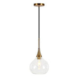 Ida 9.5" Wide Pendant with Glass Shade in Brass/Clear