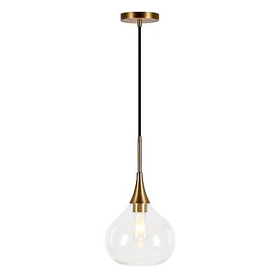 Ida 9.5" Wide Pendant with Glass Shade in Brass/Clear