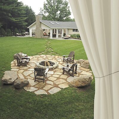 LORDTEX Linen Look Indoor/Outdoor Curtains, 105 x 84 Inch, Cream, Set of 2 Pa...