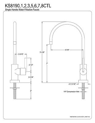 Kingston Brass KS8190CTL Continental Water Filtration Faucet, 5-7/8" in Spout...