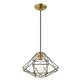 Livex Lighting 41323-01 Geometric Shade - 13.5" One Light Mini Pendant, Antiq...