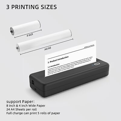 Inkless Wireless Printer for Home Offices & Travel, Supports 8" & 4" Thermal ...